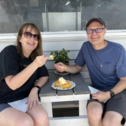 Customers enjoying fresh bakery items